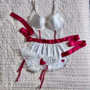Victoria's Secret White Red Complete Collector’s Set
Babydoll Teddy Panty Garter